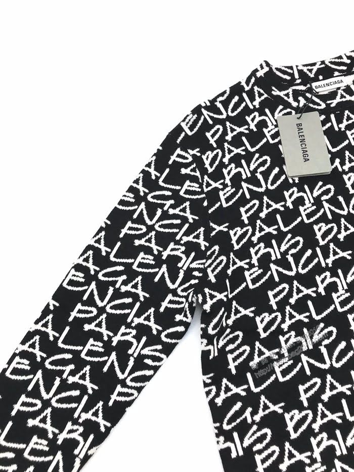 Balenciaga男裝 巴黎世家2020秋冬官網新款提花彈幕圓領毛衣  ydi3524